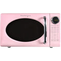 Nostalgia Retro Microwave Oven - 0.7 Cu Ft, 700-Watt Countertop Size With Glass Turntable, Child Safety Lock, 8 Auto-Cook Programs, Digital Clock - Pink