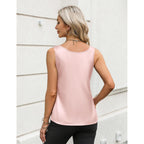 Zeagoo Silk Satin Tank Tops for Women Scoop Neck Sleeveless Camisole Tops 2026 Summer Basic Blouses
