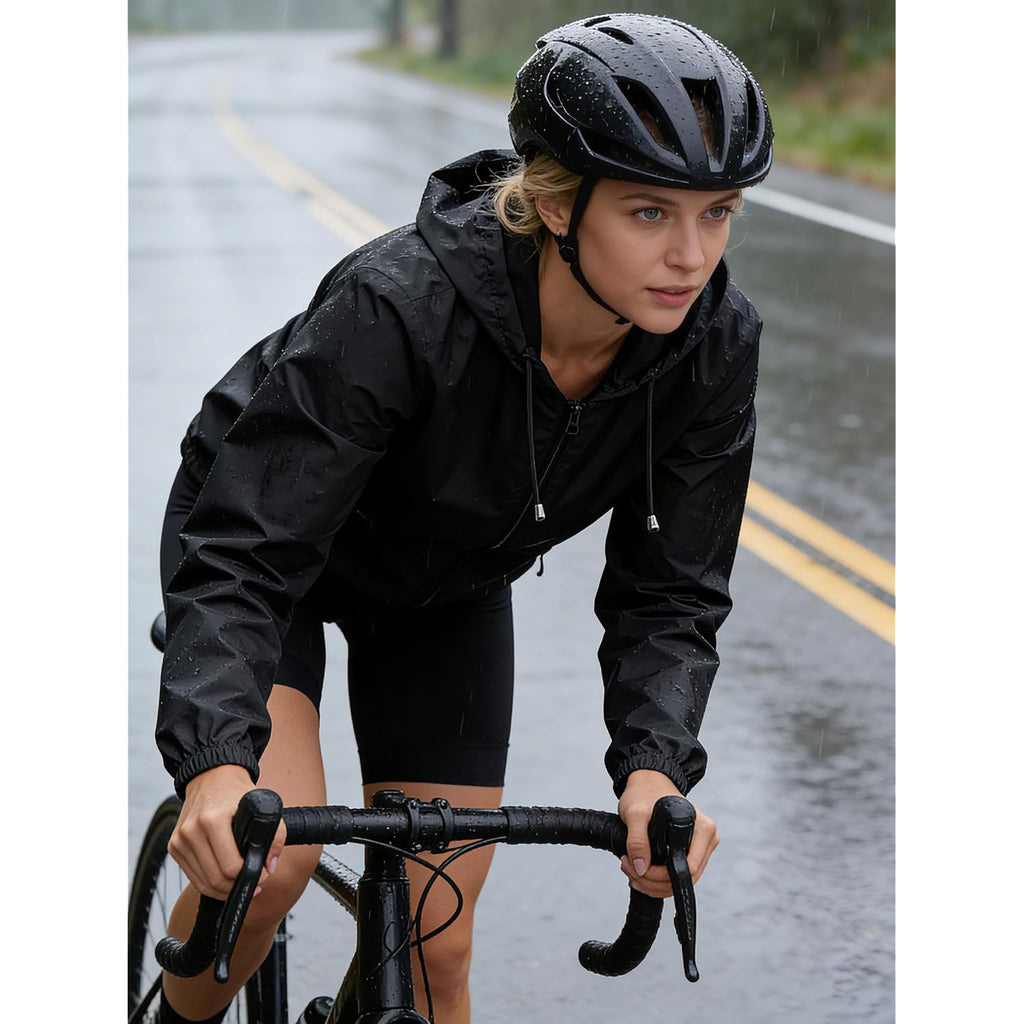 Womens Rain Jacket Lightweight Windbreaker Waterproof Raincoat Cycling Running Hiking Gear Hood Packable