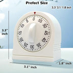 60 Minute Wind Up Timer, Visual Mechanical Timer With Loud Alarm, Manual Countdown Timers For Classroom, Home, Study And Cooking (White)