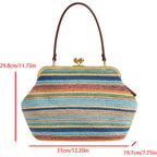 Large Women's Kiss Lock Bag PU Medium Top Handle Handbags Kiss Clasp Shoulder Bags Tote Purse Messenger Clutch