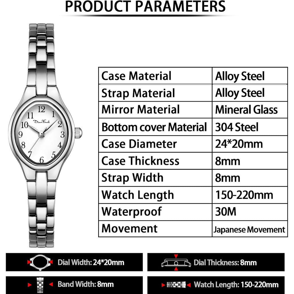 Diaofendi Small Gold Bracelet Watches Vintage Ladies Quartz Wrist Watches Stainless Steel Band,Waterproof.