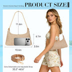 Beach Bags for Women Summer Straw Purse Boho Woven Shoulder Bag Crochet Purse Vacation Tote Handbag