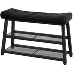 Shoe Bench, 3-Tier Shoe Rack, Entryway Bench With Storage And Cushion, For Hallway, Foyer, Bedroom, Black Hx02Bb