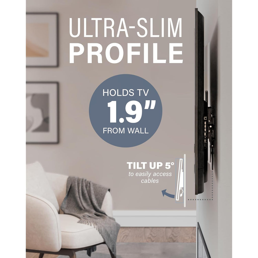 Sanus Tilting Tv Wall Mount Bracket For 37" To 80" Displays Up To 130Lbs- Universal Low Profile Design W/ 10 Degree Tilt - Premium Tv Mount Perfect For Oled & Qled