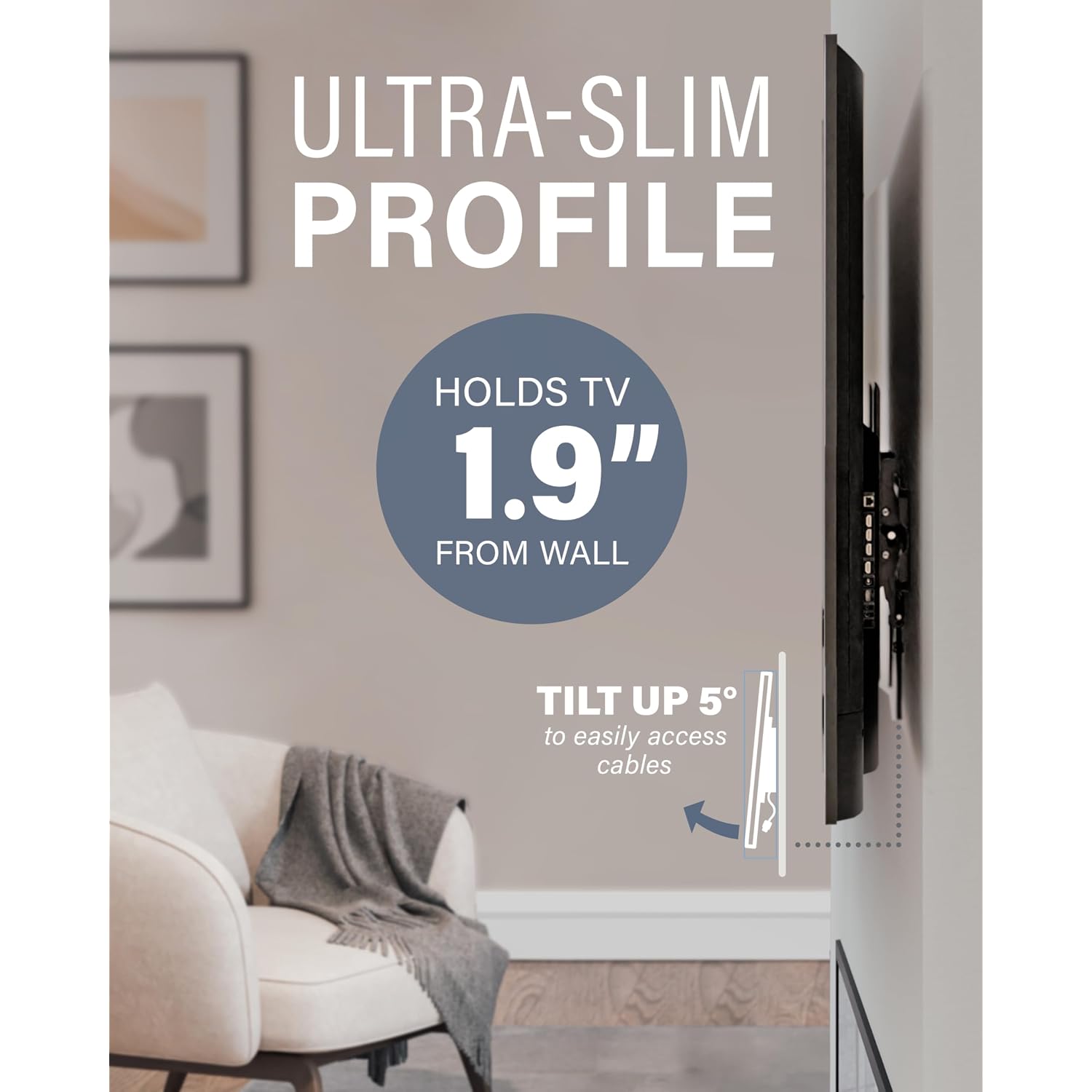 Sanus Tilting Tv Wall Mount Bracket For 37" To 80" Displays Up To 130Lbs- Universal Low Profile Design W/ 10 Degree Tilt - Premium Tv Mount Perfect For Oled & Qled