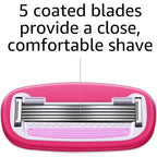 Amazon Basics Women's 5-Blade Razor for Smooth, Close Shave, FITS Amazon Basics Handle and Venus Handles, Ideal for Sensitive Skin, Includes 1 Handle, 12 Cartridges & 1 Shower Holder
