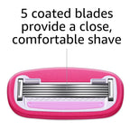 Amazon Basics Women's 5-Blade Razor for Smooth, Close Shave, FITS Amazon Basics Handle and Venus Handles, Includes 1 Handle, 2 Cartridges & 1 Shower Hanger