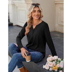 Long Sleeve Shirts for Women Casual V Neck Fall Tops Dressy Summer Work Blouses Clothes