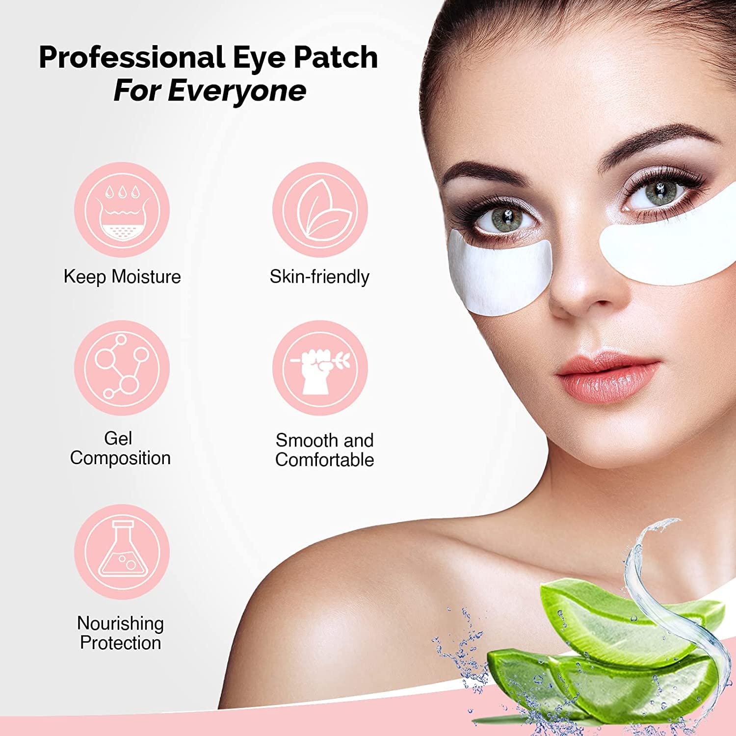 100 Pairs Greenlife Natural Hydrogel Eye Gel Pads - Collagen And Aloe Vera Patches For Under Eyes - Eyelash Extension Kit