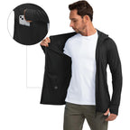 Men'S Upf 50+ Light Jacket Full Zip Sun Protection Hoodie Long Sleeve Sun Shirts For Men Hiking Fishing Zip Pockets