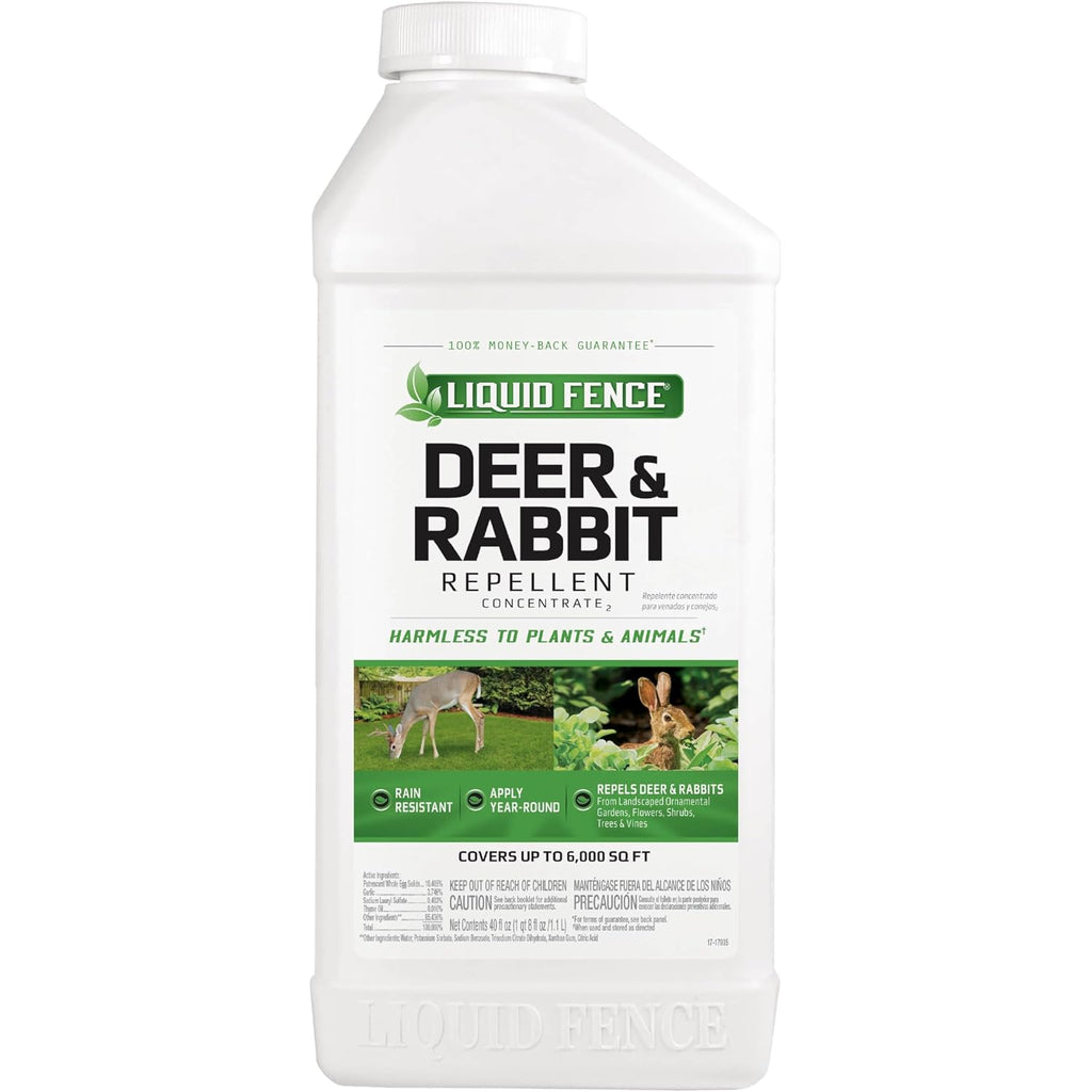 Liquid Fence Deer And Rabbit Repellent Concentrate 40 Ounces, Apply Year-Round