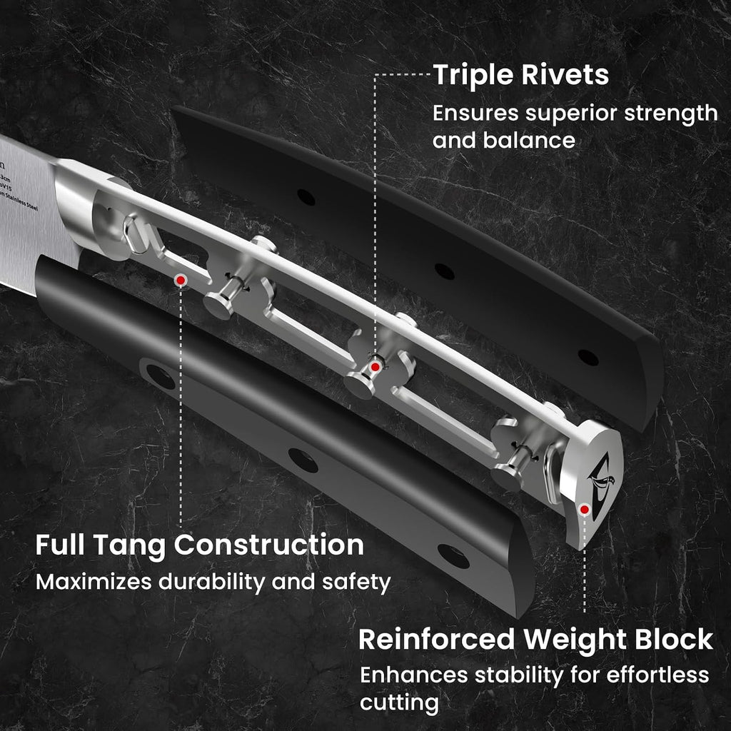Knife Set, Upgrade 15 Pcs Knife Block Set With Widened Ventilated Slot, German Stainless Steel Kitchen Knives Set With Sharpener, Professional Chef Knives Set, Full Tang Ergonomic Handle