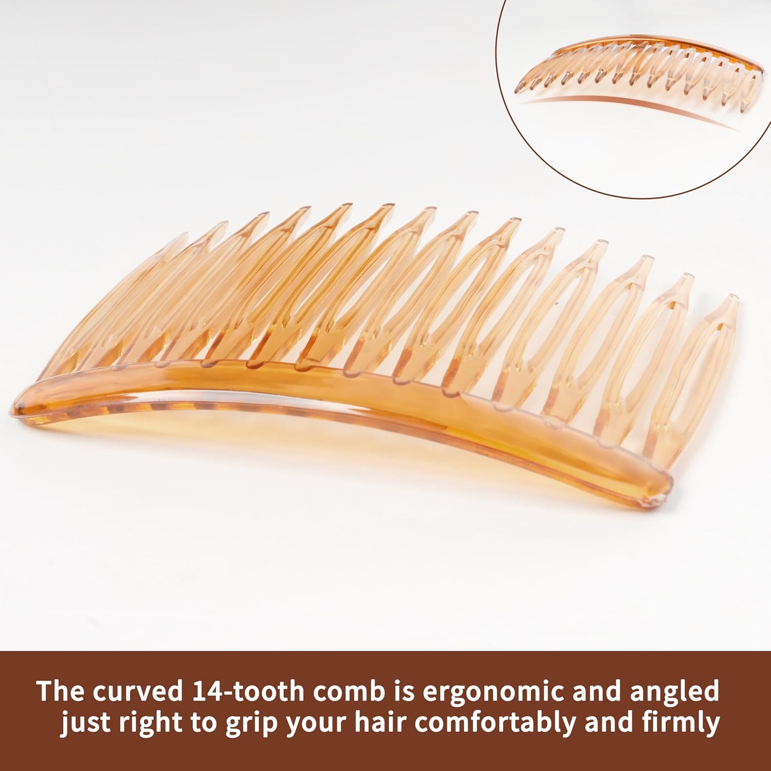 Hair Side Combs For Women Fine Thin Hair, 14 Teeth Decorative Hair Combs For Women Girls Bridal Wedding Veil (Black, Transparent And Orange)