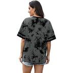 WIHOLL Womens T Shirts Loose Fit Short Sleeve Tees V Neck Color Block Summer Tops 2026 Fashion S-4XL 04 - Grey Tie Dye