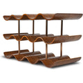 Countertop Wine Rack - 12 Bottle Freestanding Wine Bottle Holder Stand - 3 Tier Wooden Wine Storage Rack - Walnut Wavy Wine Organizer For Cabinet Pantry Home Kitchen Bar
