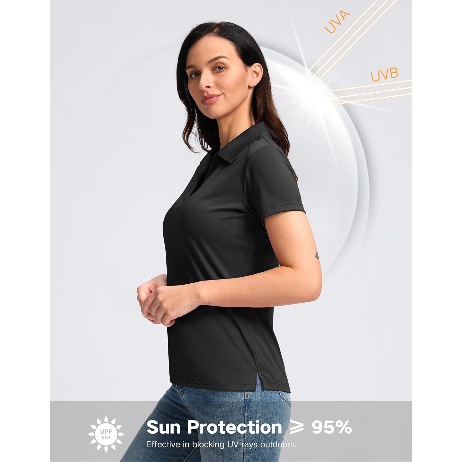 Santiny Women'S Golf Shirt Collared V-Neck Casual Work Tennis Tops Upf50+ Collared Polo Shirts For Women