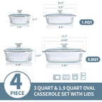 M MCIRCO 4-Piece Glass Casserole Baking Dish, Set of 2 Casseroles With Glass Lids, 1.9 Qt and 3 Qt