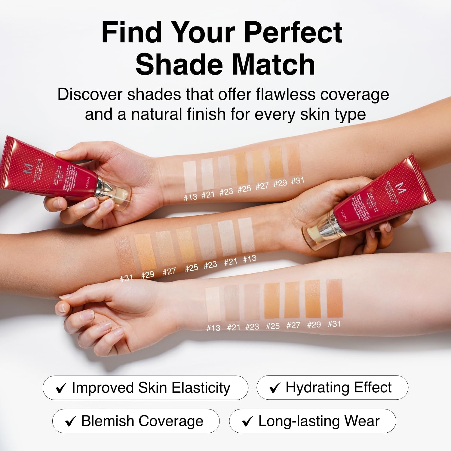 Missha M Perfect Cover Bb Cream No.23 Natural Beige -Light/Medium With Cool/Neutral Undertone Spf 42 Pa +++ 1.69 Fl Oz - Tinted Moisturizer For Face With Spf