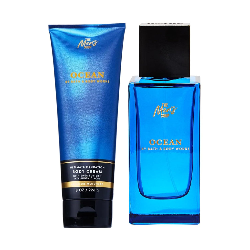 Bath & Body Works Ocean Cologne & Ultimate Hydration Body Cream - Scented Body Cream & Cologne for Men - Long-Lasting Fragrance - Instant Moisturization - Dermatologist-Approved - Gifts for Him