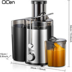 Juicer Machine, 800W Centrifugal Juicer Extractor with Wide Mouth for Fruit Vegetable, Easy to Clean, Stainless Steel, BPA-free (Black)