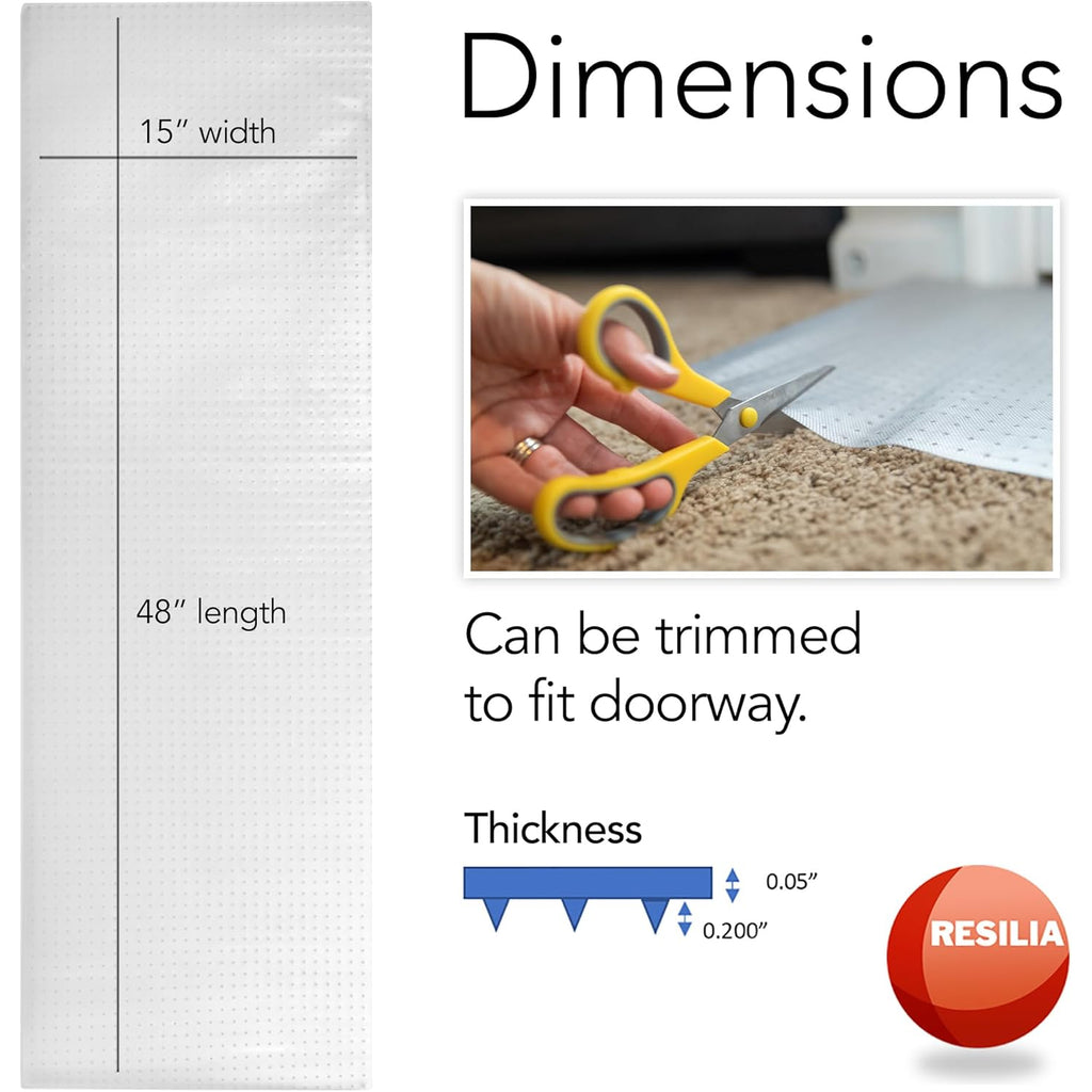 Pet Carpet Protector - Doorway Damage Deterrent and Scratch-Stopper for Cats, Dogs, and Pets, Heavy-Duty PVC Runner, Cut to Fit, Clear, 15 Inches x 48 Inches, Made in The USA