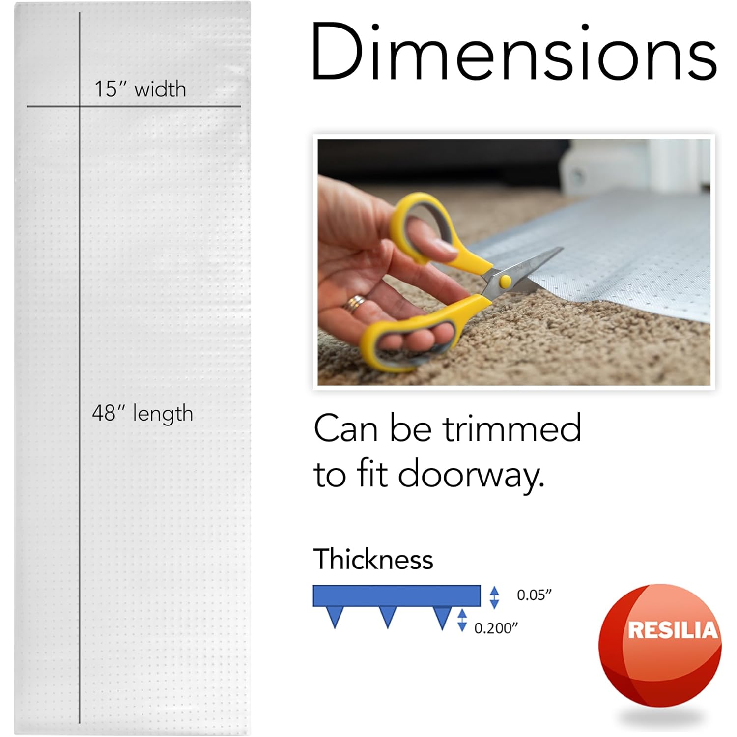 Pet Carpet Protector - Doorway Damage Deterrent and Scratch-Stopper for Cats, Dogs, and Pets, Heavy-Duty PVC Runner, Cut to Fit, Clear, 15 Inches x 48 Inches, Made in The USA