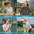EINSKEY Women's Wide Brim Sun Visor, UPF50+ Seamless Ponytail Hat Packable Quick Dry for Sports Golf Tennis Running Beach