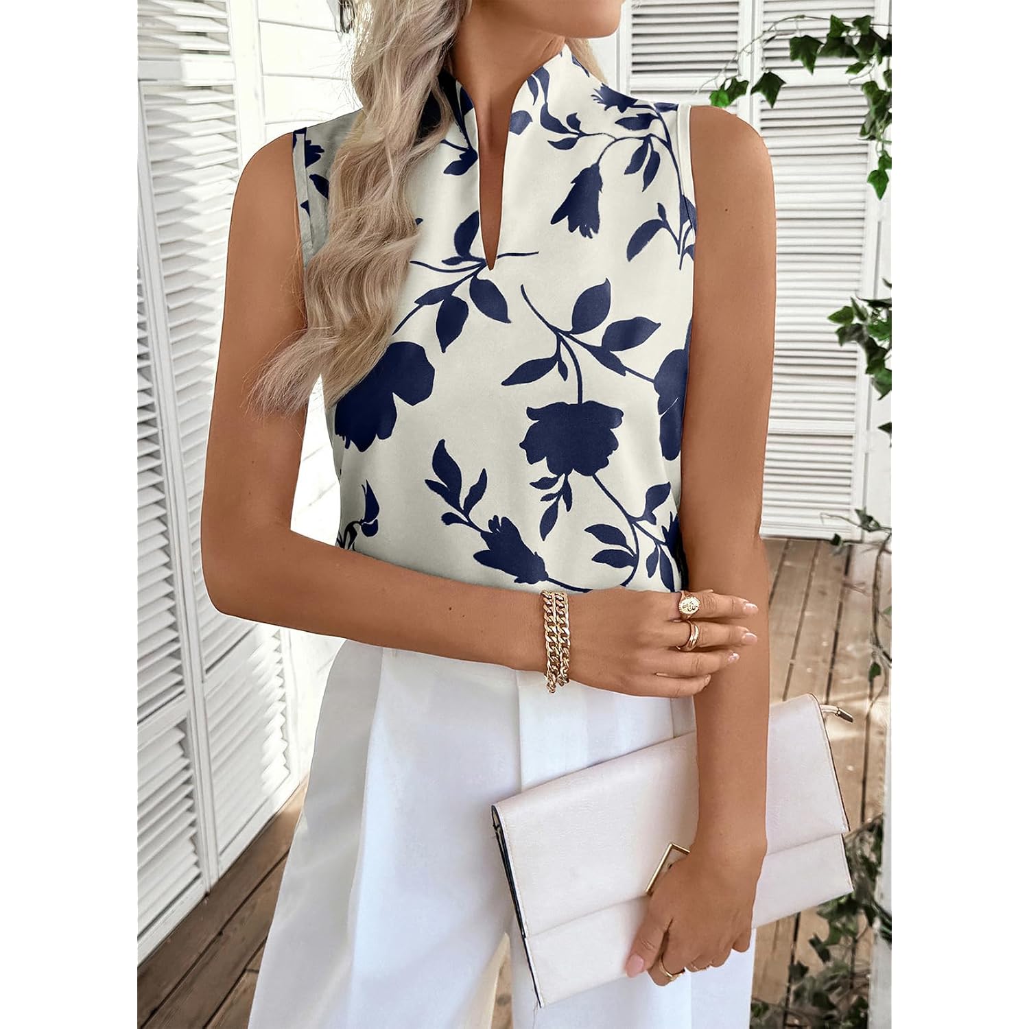 Evaless Tank Tops For Women 2026 Casual V Neck Sleeveless Summer Tops Floral Print Tank Top Spring Fashion Shirts Blouses