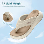 Vilanva Women'S Platform Flip Flops Cushioned Walking Sandals With Arch Support For Plantar Fasciitis Relief Lightweight Non-Slip Shoes For 2026 Summer Outfits