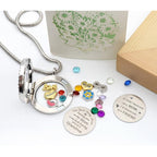Best Gift Floating Charm Living Memory Lockets with Birthstone, 30mm Stainless Steel Necklace