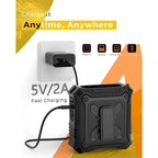 Tunise Portable Fan With 5-Speed Settings, Dual-Sided Clip On Wearable Belt Waist Fan For 8000Mah, 2 Settings Including Flashlight,Travel Essential For Outdoor Camping As Power Bank