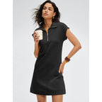 Anrabess Womens Summer Casual Half Zip Cap Sleeve Trendy Wrinkle-Free Tshirt Dress 2026 Spring Beach Vacation Short Dresses