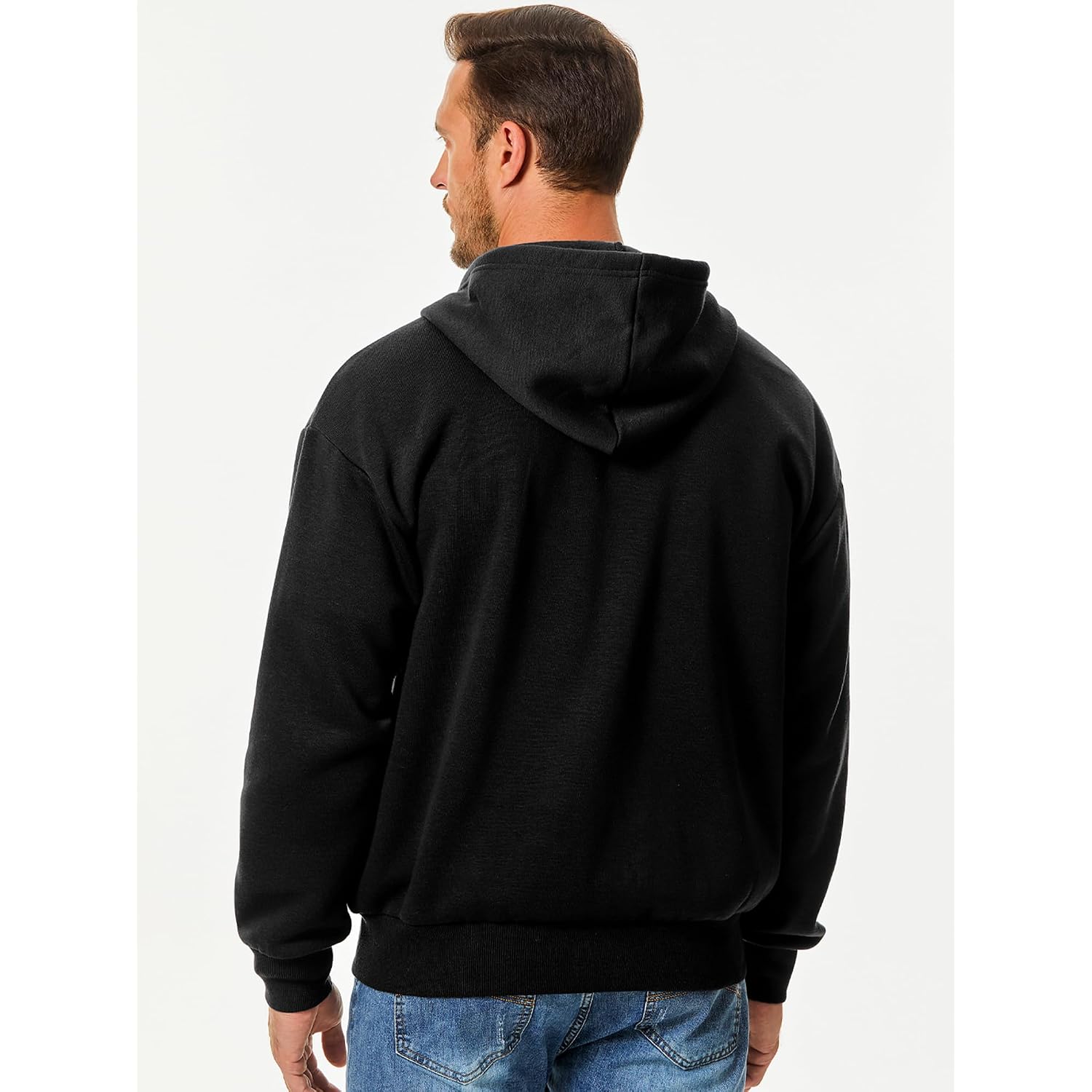 Jmierr Mens Full Zip Casual Cotton Hooded Fleece Drawstring Hoodies Pullover Sweatshirts Casual Long Sleeve Shirts