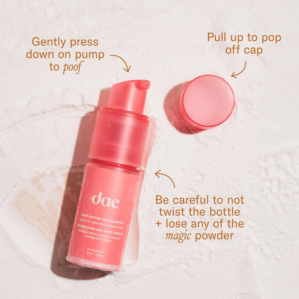 Dae Fairy Duster Dry Shampoo Powder - Non-Aerosol Natural Ingredients, Absorbs Oil & Refreshes Roots