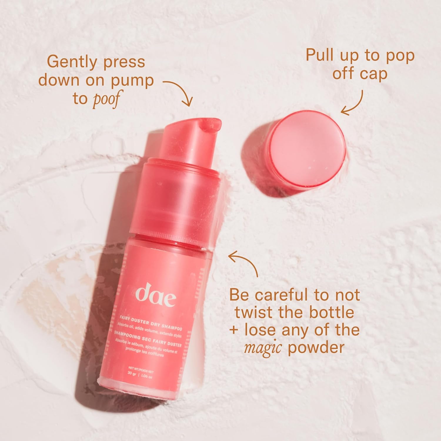 DAE Fairy Duster Dry Shampoo Powder - Non-Aerosol Natural Ingredients, Absorbs Oil & Refreshes Roots