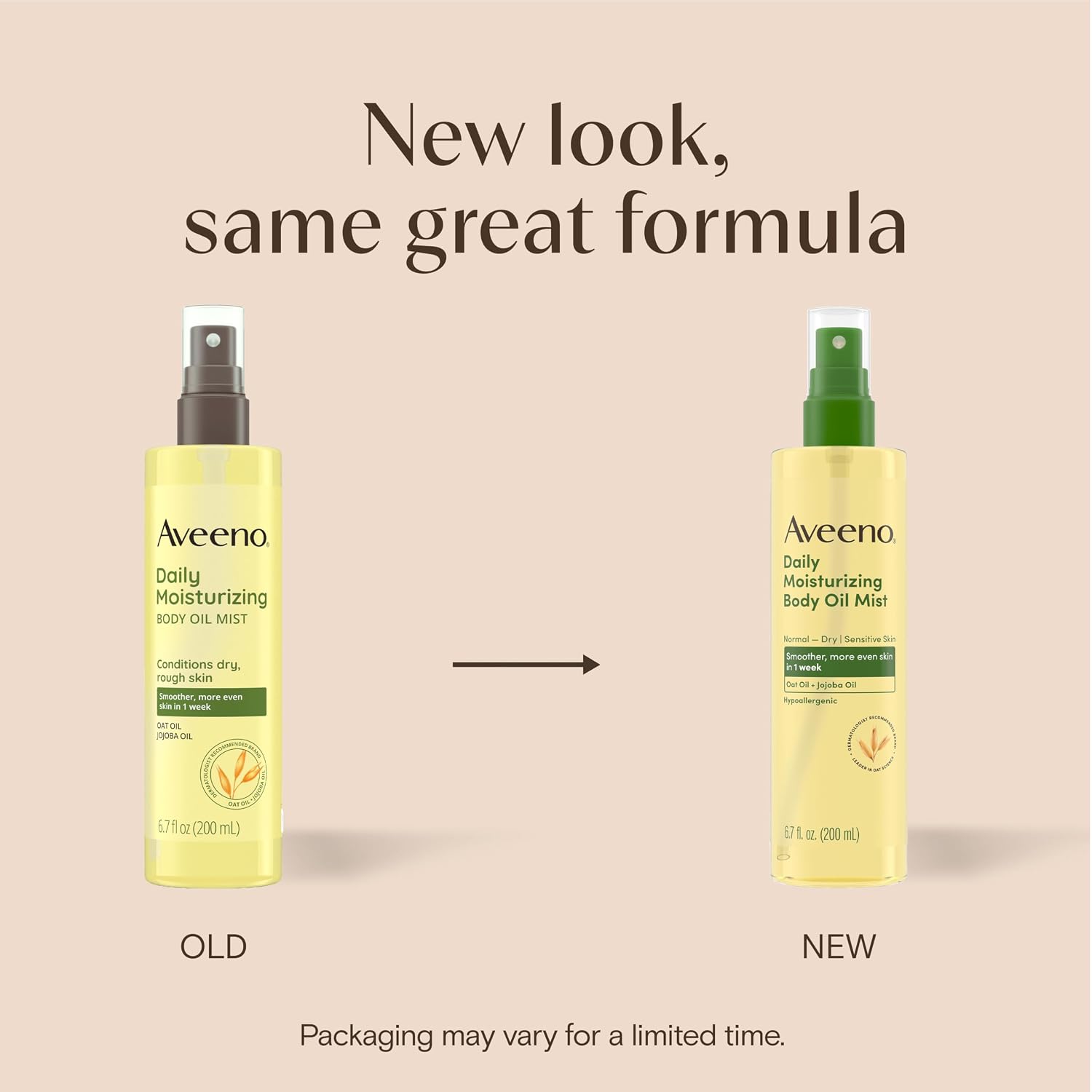 Aveeno Daily Moisturizing Body Oil Mist With Oat Oil And Jojoba Oil For Rough, Dry, Sensitive Skin, Nourishing Body Spray For Smoother, More Even Skin, Paraben- & Silicone-Free, 6.7 Fl. Oz