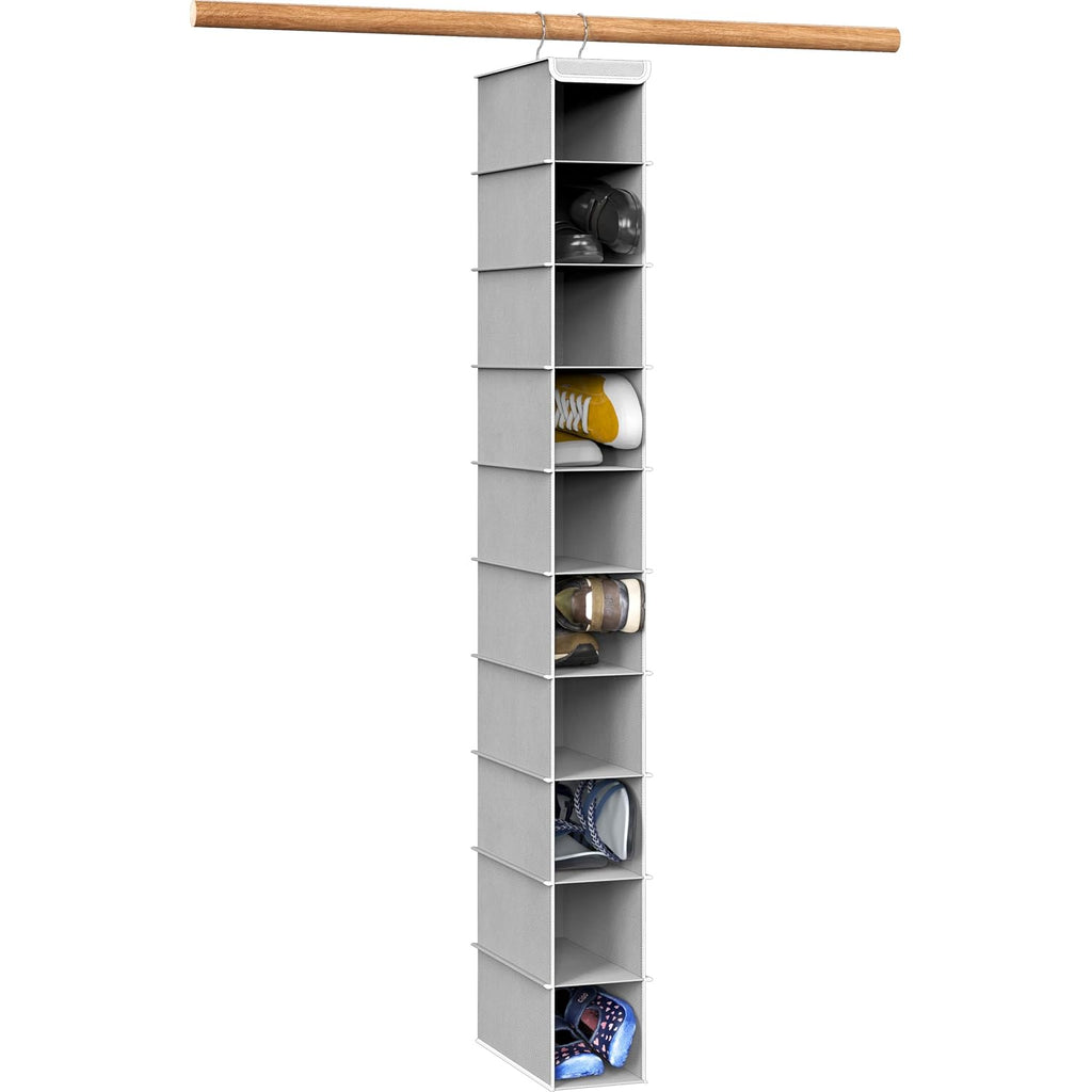 Simple Houseware 10 Shelves Hanging Shoes Organizer Holder For Closet, Grey