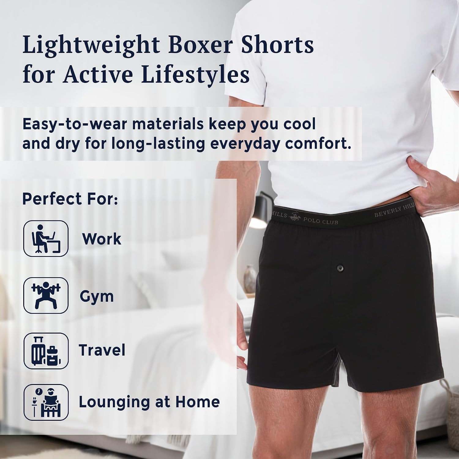 Beverly Hills Polo Club Men'S 4 Pack Knit Boxer Short