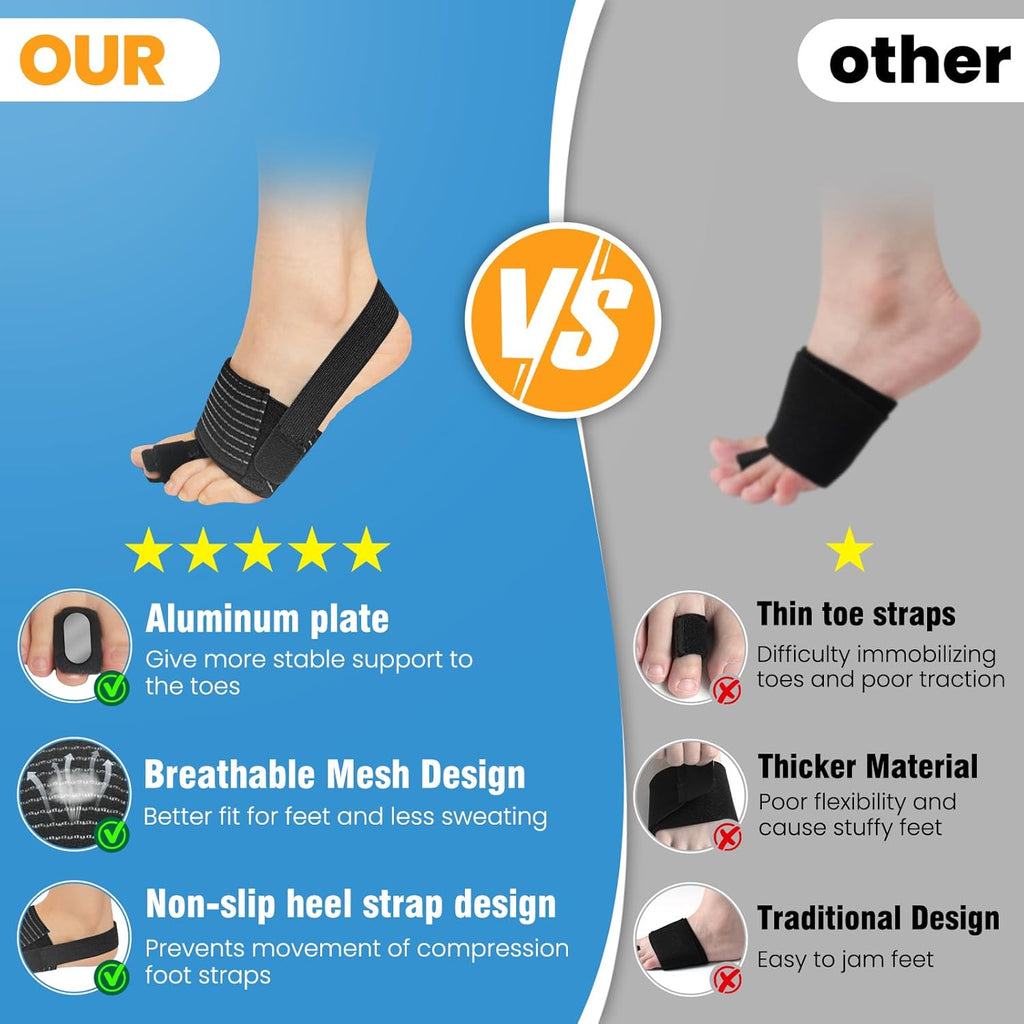 Hammer Toe Straightener - Non-Slip Hammer Toe Corrector for Women & Men - Adjustable Toe Splint Relief for Broken, Curled Support - Toe Wrap for Standing, Resting (1 Foot Wrap & 1 Strap)