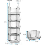 X-Cosrack 5 Tier Closet Hanging Organizer, Clothes Hanging Shelves With 4 Hanging Hooks 5 S Hooks, Wire Storage Basket Bins, For Clothing Sweaters Shoes Handbags Clutches Accessories Patent Design