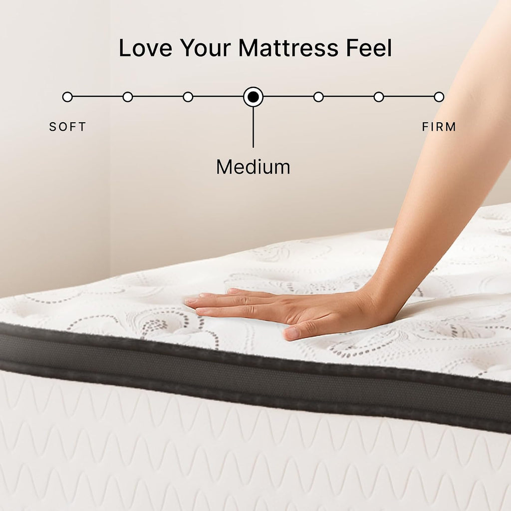 Signature Design By Ashley Chime Hybrid King 12" Mattress With Gel Memory Foam, Medium Firm, Pressure Relief, Fiberglass Free Mattress In A Box