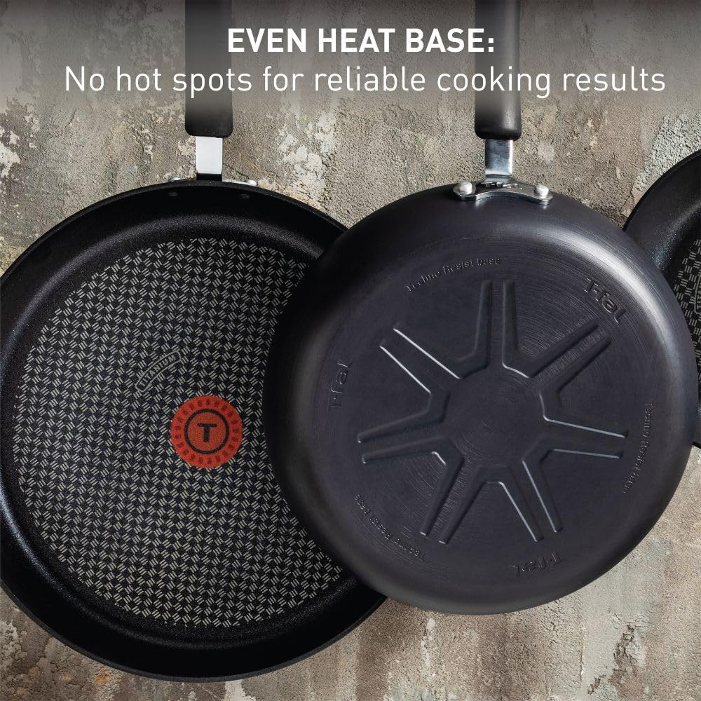 T-Fal Ultimate Hard Anodized Nonstick Fry Pan Set 2 Piece, 10, 12 Inch, Oven Broiler Safe 400F, Cookware, Pots And Pans Set Non Stick, Kitchen Frying Pans, Cooking Skillets, Dishwasher Safe, Grey