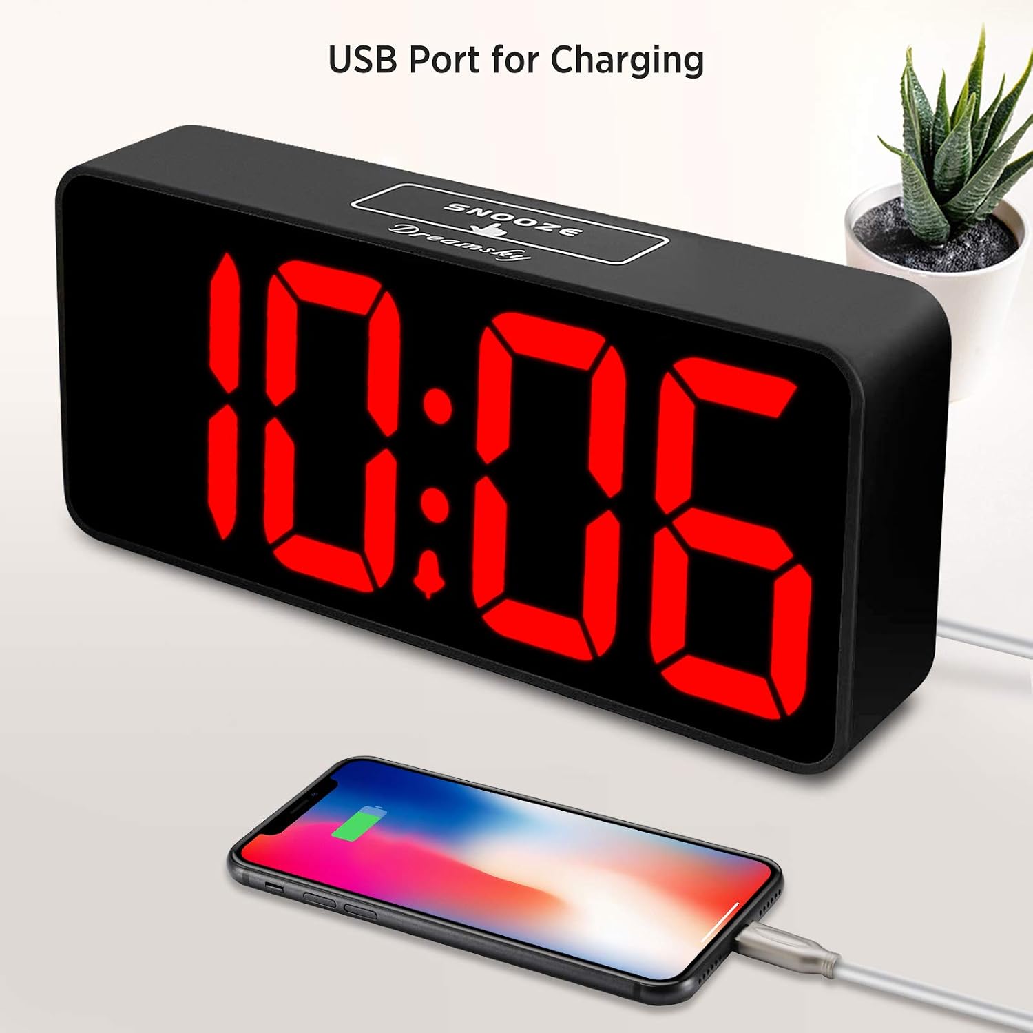 Dreamsky Large Digital Alarm Clock Big Numbers For Seniors & Visually Impaired, 9 Inches Electric Clocks For Bedroom, Jumbo Display Fully Dimmable Brightness, Usb Ports, Adjustable Alarm Volume