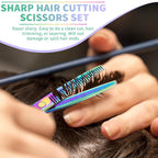 Hair Cutting Scissors Kit, Professional Barber Scissors Hairdressing Shears Set With Stainless Steel Hair Scissor Thinning Scissor For Men Women Pet 10 Pcs Rainbow