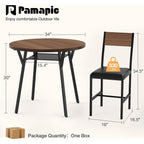 Pamapic Round Dining Table Set For 4, Kitchen Table And Chairs For 4, Dining Room Circle Dinner Pedestal Table, Solid Metal Frame,Space Saving Wood Small Kitchen & Dining Room Furniture,Walnut