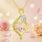 14K Solid Gold Mom Heart Pendant for Women Gold Heart Mom Necklaces with a S925 Sterling Silver Chain Mother's Day Anniversary Birthday Gifts Jewelry for Mom Her Wife Grandma