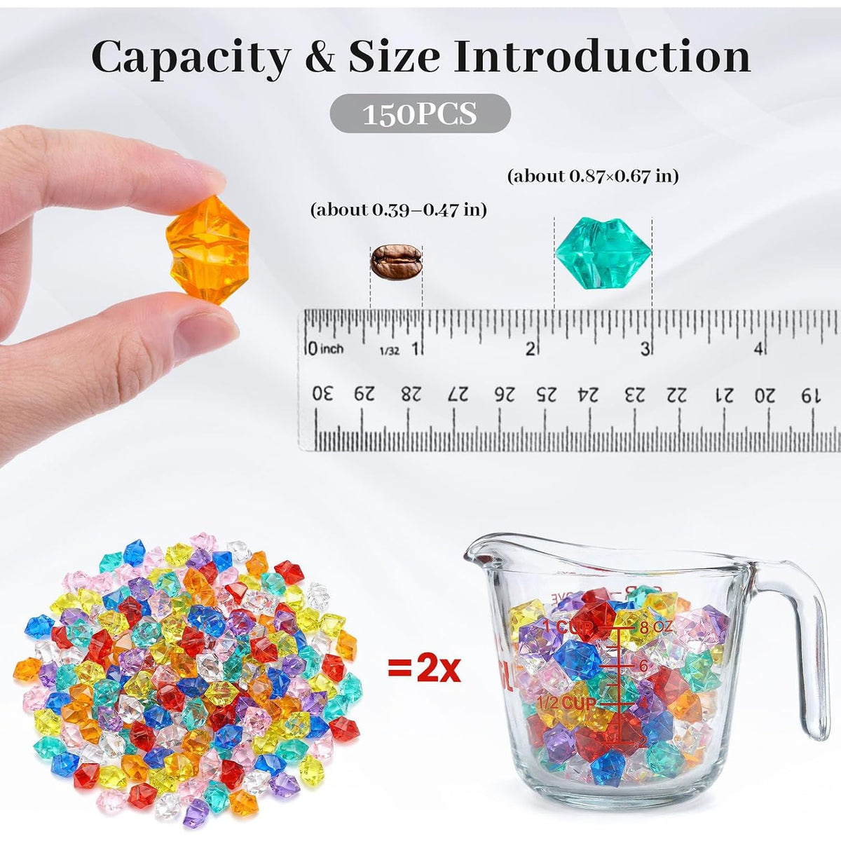 150Pcs Multicolored Acrylic Fake Gems, Crushed Ice Rocks Pirate Treasure Jewels Vase Fillers, Table Scatter, Sensory Bin Filler, Photo Props, Pirate Party Favors Easter Decor