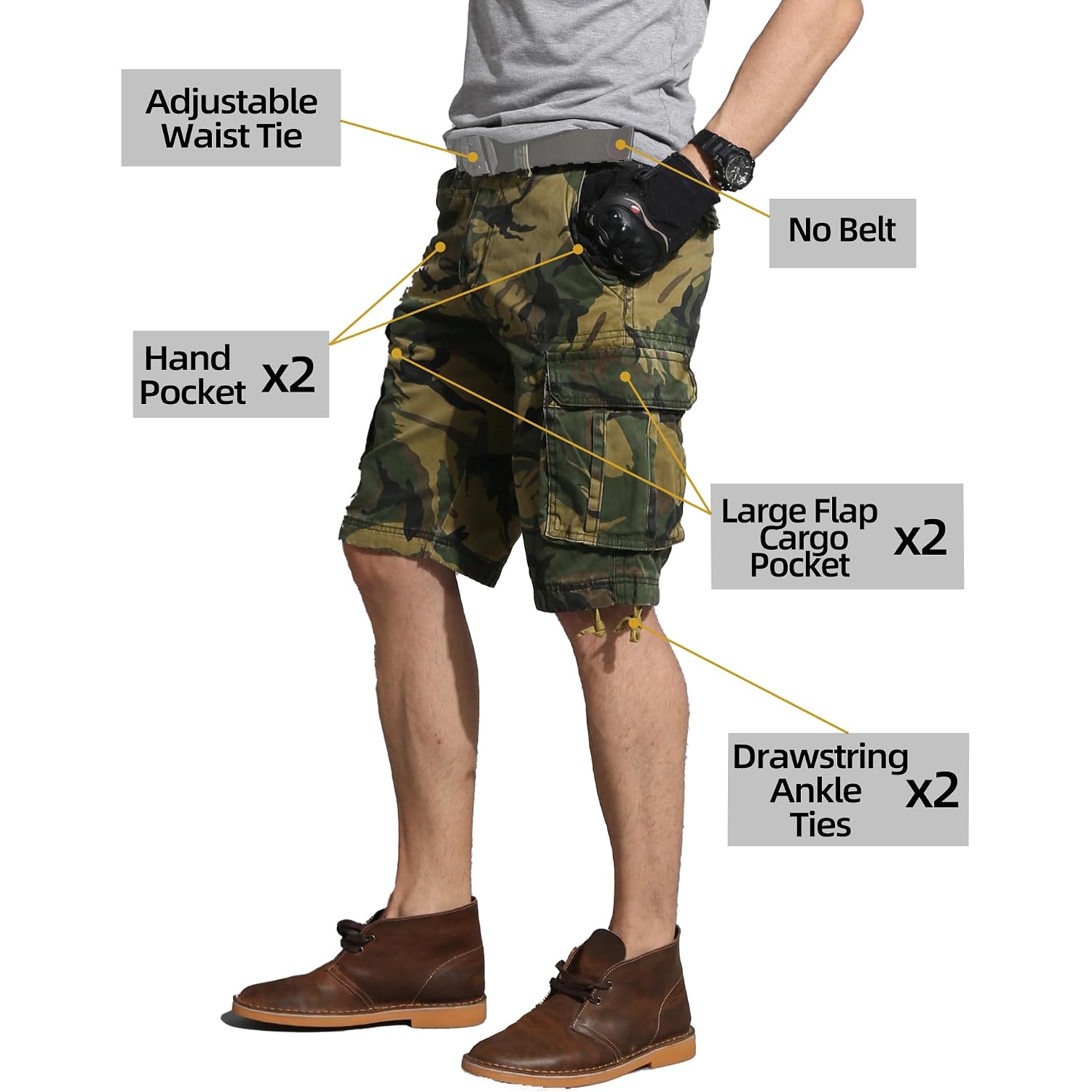 Camo Cargo Shorts For Men Cotton Casual Wild Outdoor Work Relaxed Fit Shorts With Multi-Pocket