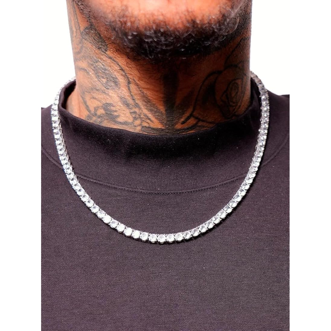 DEWBERRY 8 to 19 CTTW Round VS/FG IGI Certified Lab Grown Diamond Riviera Tennis Necklace Length 16",18", 20" & 22 inch 925 Silver 14K Gold Plated 4 Prong Set Uniform Straight Line Tennis Necklace